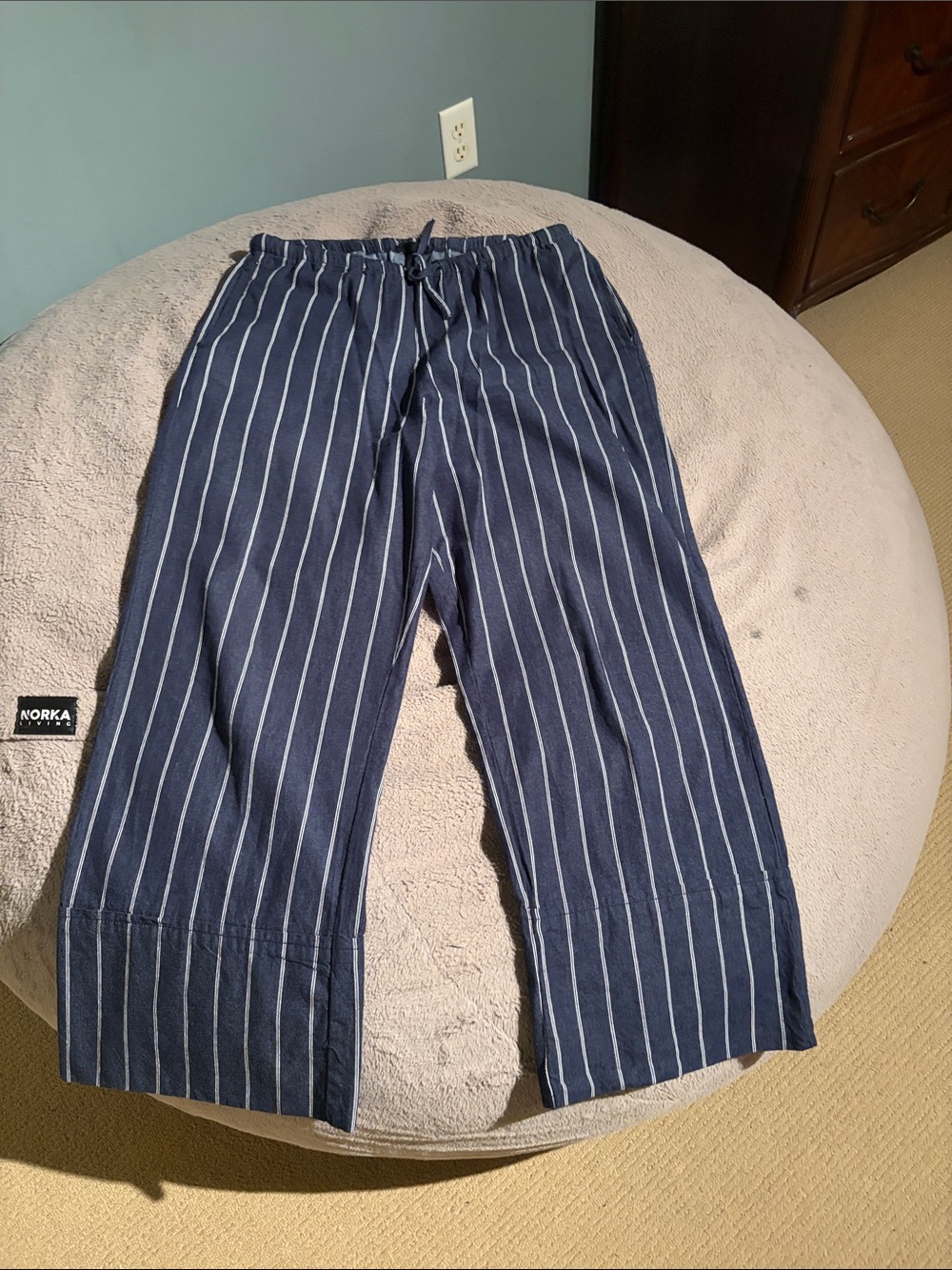 Mango Navy Pinstripe Lounge Pants